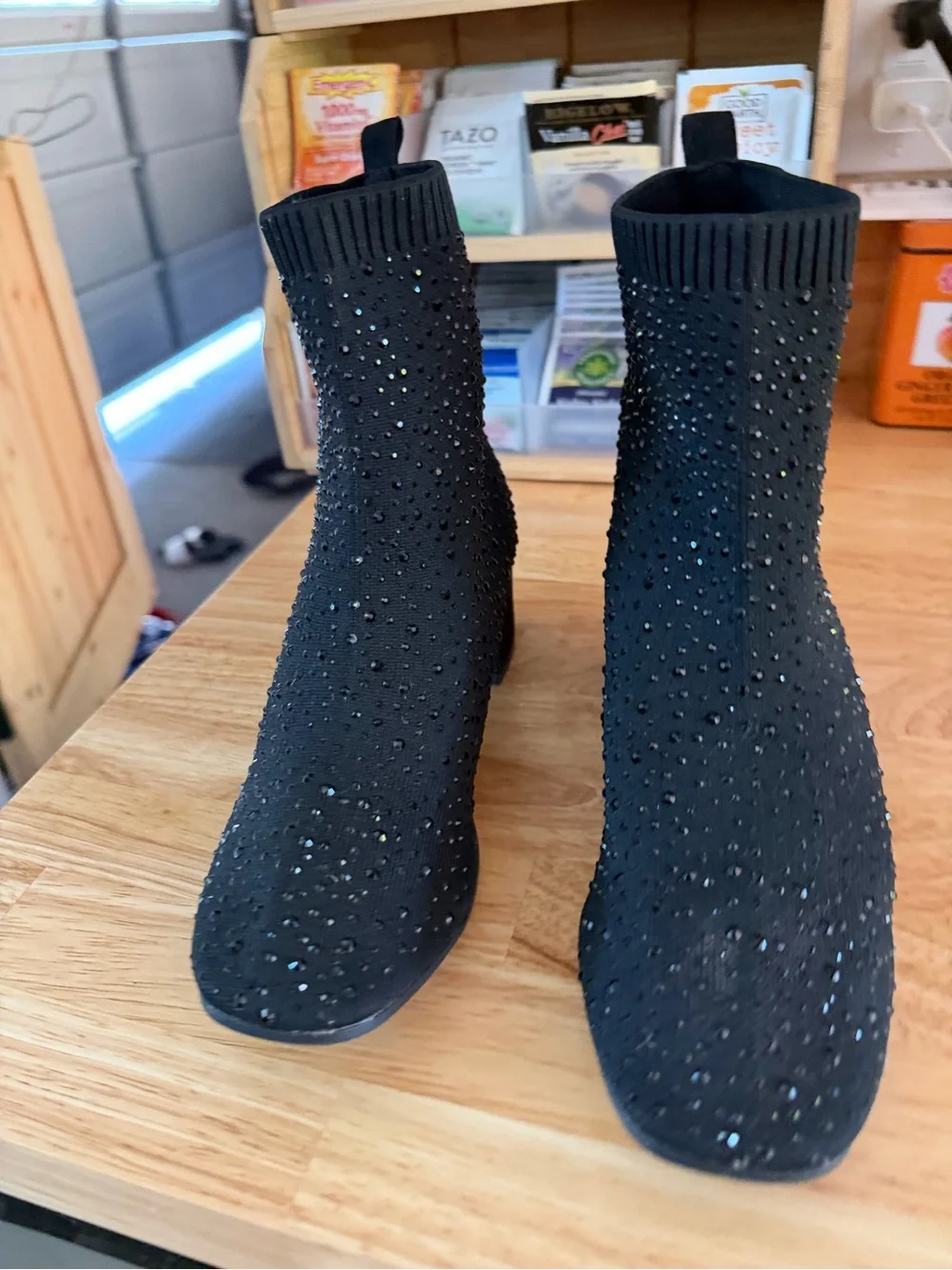 Reaction Kenneth Cole Black Crystal Knit Sock Booties